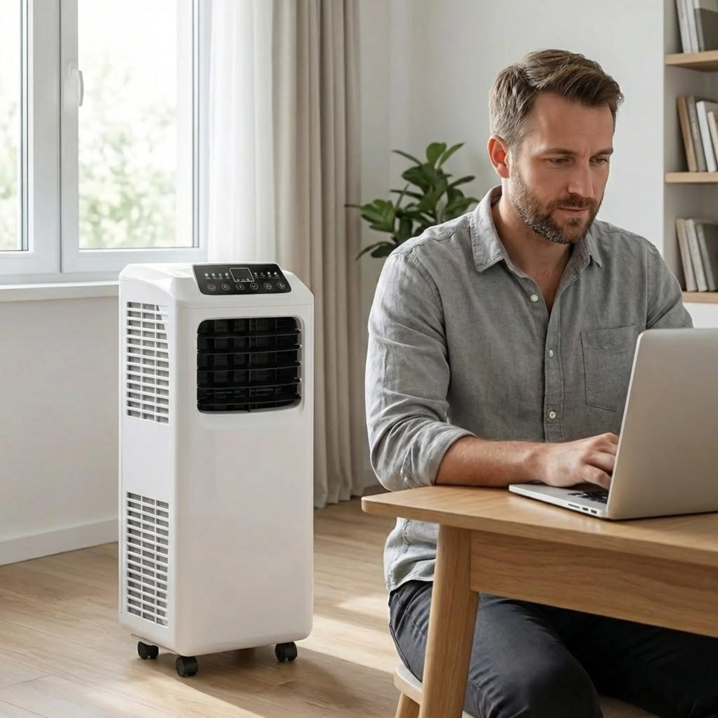 9000 BTU Portable Air Conditioner with Integrated Dehumidifier and Remote Control