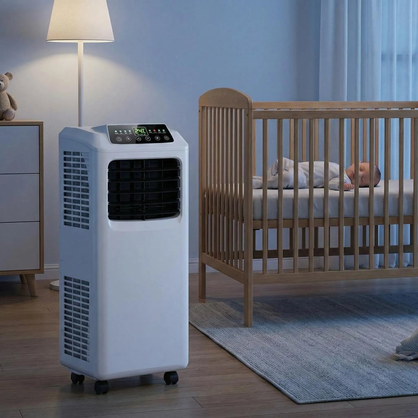 9000 BTU Portable Air Conditioner with Integrated Dehumidifier and Remote Control