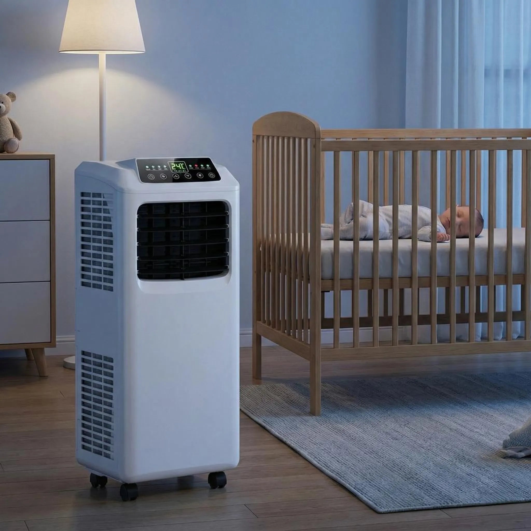 9000 BTU Portable Air Conditioner with Integrated Dehumidifier and Remote Control
